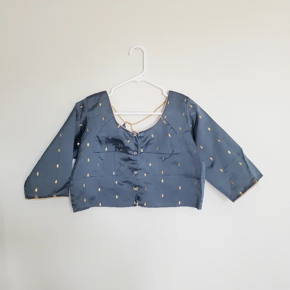 NWOT Black and Gold Indian Saree Blouse - Picture 3 of 5